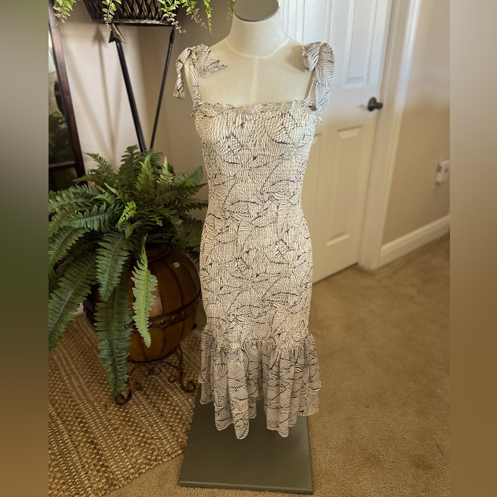 Boho Shoulder Tie Midi Dress